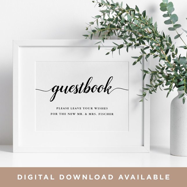 Poster Símbolo de Guestbook de Casamento de Caligrafia Pr (Criador carregado)