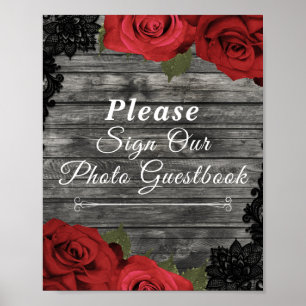Poster Símbolo de Guestbook de Casamento de Loco Negro R