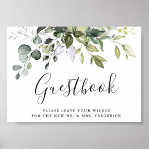 Poster Símbolo de Guestbook de Casamento Eucalyptus Wate