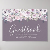 Símbolo de Guestbook de Casamento Floral Purple