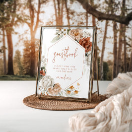 Poster Símbolo de Guestbook de Casamento Floral Sunset Ed