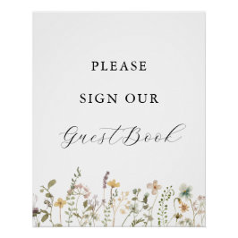 Póster Símbolo de Guestbook de Chá de fraldas de Flores S