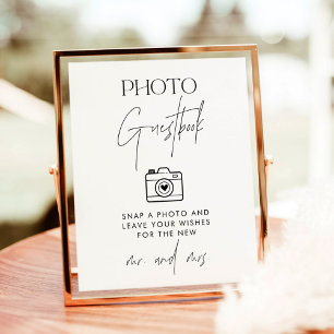 Poster Símbolo de Guestbook de Foto de Casamento Minimali