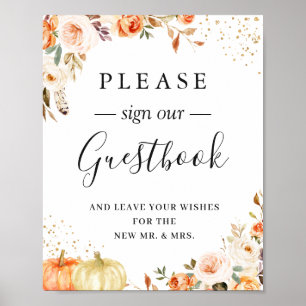 Poster Símbolo de Guestbook de outono Floral de Boho Rus