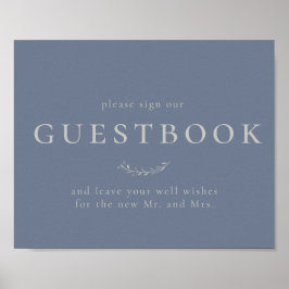 Poster Símbolo de Guestbook Dusty Blue Leaves e Berries