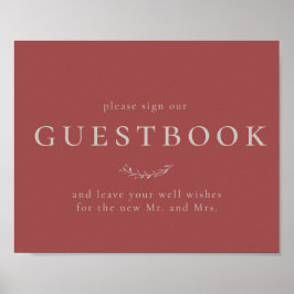 Poster Símbolo de Guestbook Dusty Red Leaves e Berries