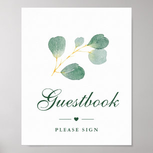 Poster Símbolo de Guestbook Elegante Eucalyptus Greenery