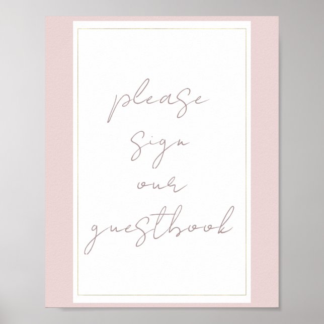 Poster Símbolo de Guestbook Oyster Rosa e Dourado Moderno (Frente)
