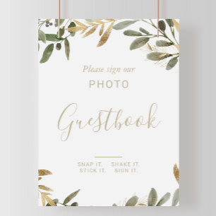 Poster Símbolo de Guestbook para Casamento outono Verde