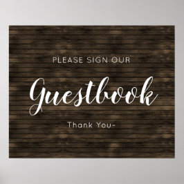 Poster Símbolo de Guestbook Rustic Barn Wood