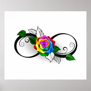 Poster Símbolo de Infinito com Rosa Arco-íris