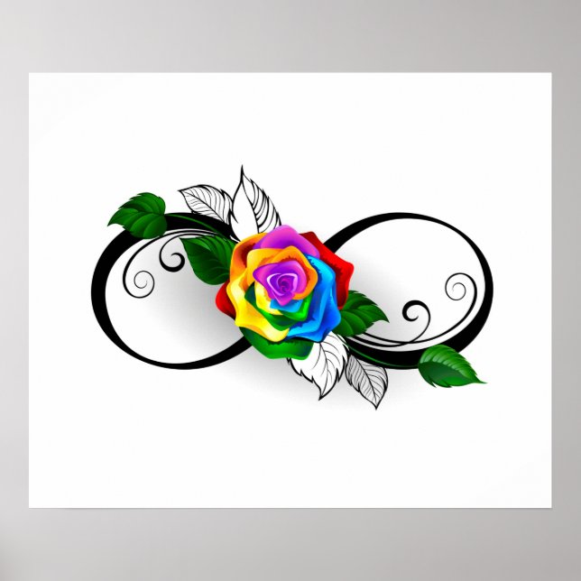 Poster Símbolo de Infinito com Rosa Arco-íris (Frente)