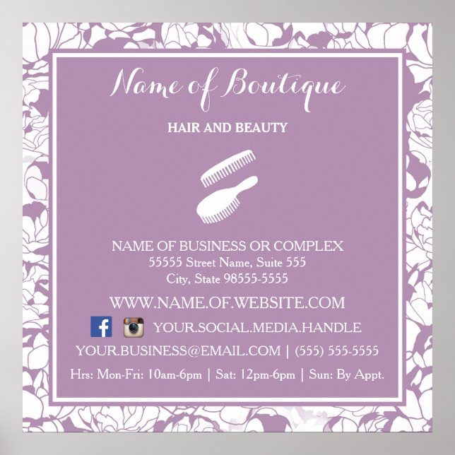 Póster Símbolo de Informação de Girassol Floral Roxo Mode (Frente)