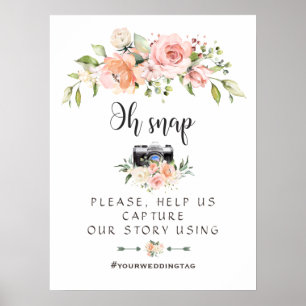 Poster Símbolo de Instagram de Instagram Floral Oh Snap 
