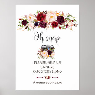 Poster Símbolo de Instagram Floral Oh Snap, Vermelho Mar