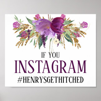 Poster Símbolo de Instagrama Dourado Ametist Roxo