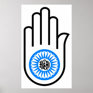 Poster Símbolo de Jainismo Leitura de Mão e Roda em Ahi