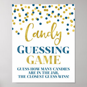 Poster Símbolo de Jogo de Confetti Negro marinho Azul
