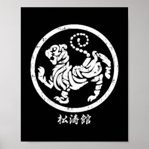 Poster Símbolo de Karatê Shotokan Tiger Branco Artes Marc