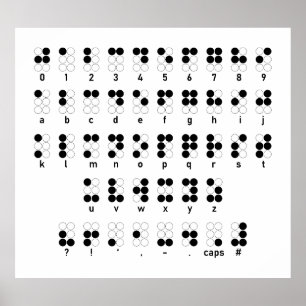 Poster Símbolo de letras cego do alfabeto de Braille