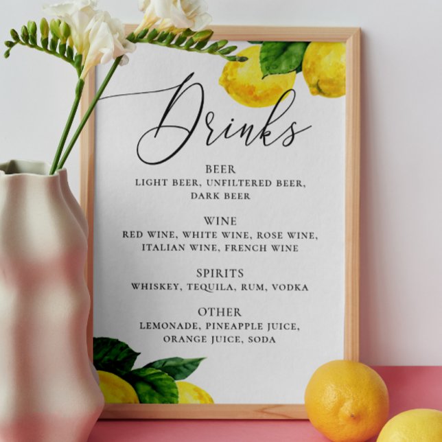 Poster Símbolo de limão | Bar De Casamento Citrus Botanic (Criador carregado)