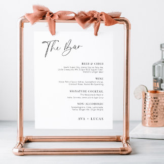Poster Símbolo de Lista de Bar de Casamento Minimalista M