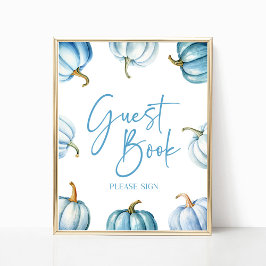 Poster Símbolo de Livro Branco Azul Pumpkin outono outono