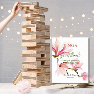 Poster Símbolo de Livro Convidado Jenga para Casamento Fl
