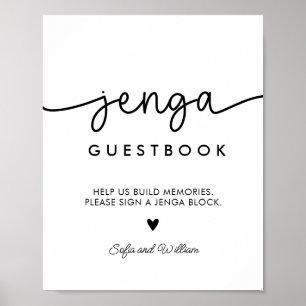 Poster Símbolo de Livro Convidado Jenga para Casamento Im