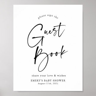 Poster Símbolo de Livro de Convidado do Chá de fraldas Mo