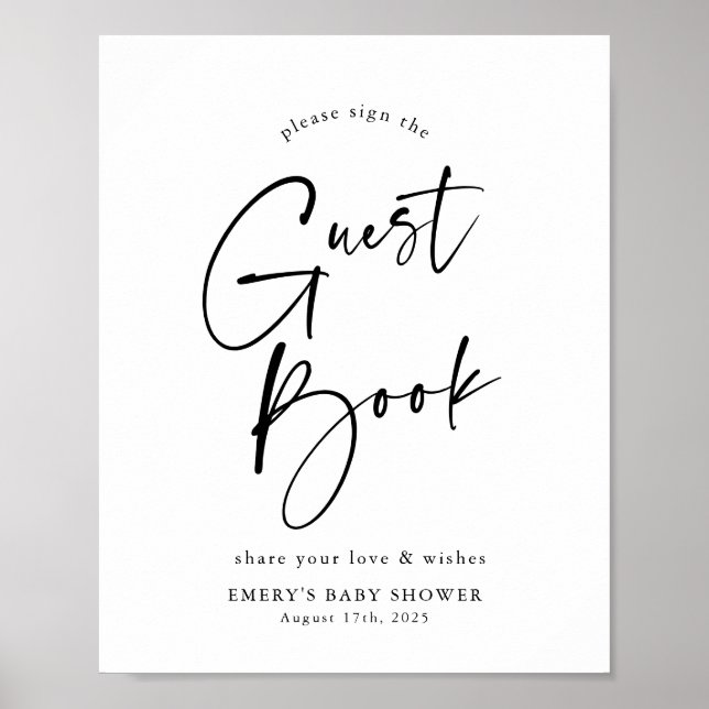 Poster Símbolo de Livro de Convidado do Chá de fraldas Mo (Frente)