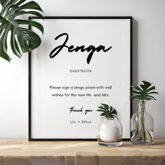 Poster Símbolo de Livro de Convidado Moderno Jenga