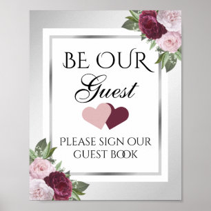 Poster Símbolo de Livro de Convidado para Casamento Flora