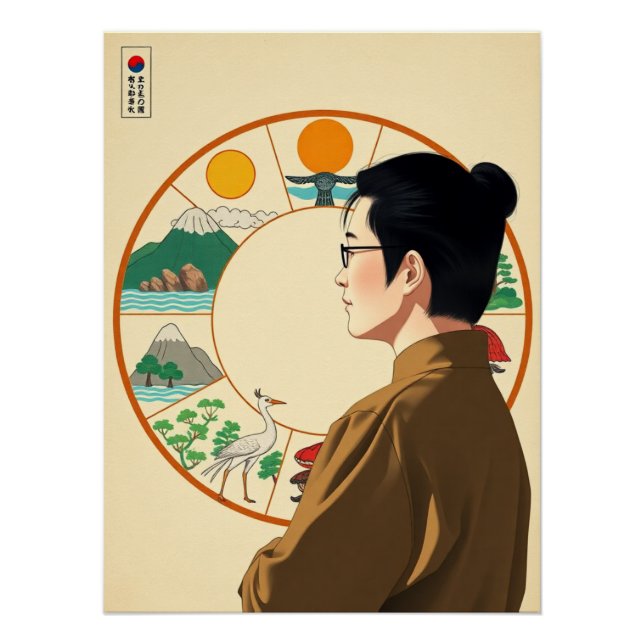 Póster Símbolo de Longevidade Coreano - Dez Sipjangsaeng (Frente)