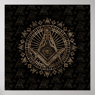 Poster Símbolo de maçonaria Praça e Bússolas