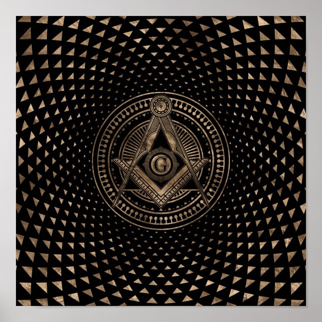 Poster Símbolo de maçonaria Praça e Bússolas (Frente)