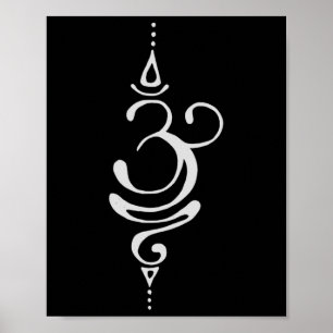 Poster Símbolo de meditação de yoga Om respirar em sânscr