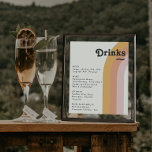 Poster Símbolo de Menu Arco-Íris de Casamento Moderno de<br><div class="desc">Este moderno símbolo de cardápio de bebidas do arco-íris dos anos 70 é perfeito para o seu simples casamento laranja, rosa e rosa-penteado. Projetado com elementos de um arco clássico e colorido e listras minimalistas de entalhe. O design tem um toque de praia abstrato tropical único, excelente para qualquer primavera,...</div>