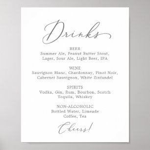 Poster Símbolo de Menu de Bebida de Casamento Delicado