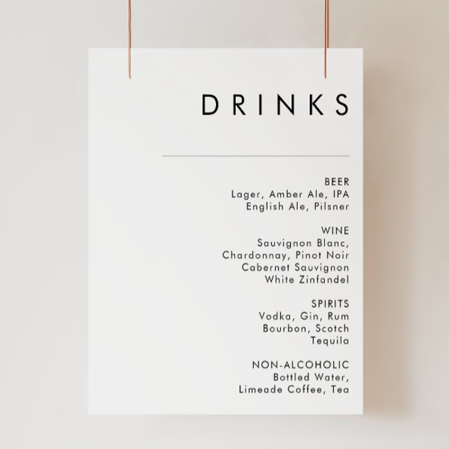 Poster Símbolo de Menu de Bebidas Casamentosas Minimalist (Criador carregado)