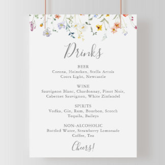 Poster Símbolo de Menu de Bebidas Florais Multicolores Se