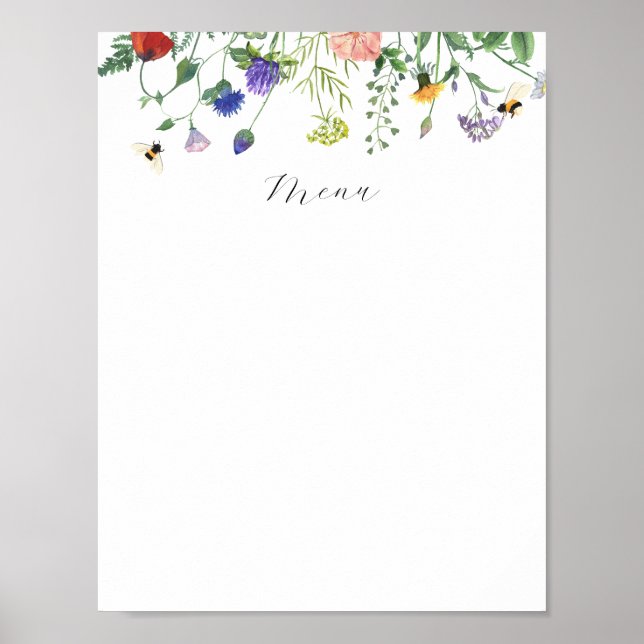 Poster Símbolo de Menu de Campos de Flores Selvagem (Frente)