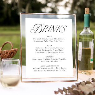 Poster Símbolo de Menu Drink do Casamento da Tipografia E