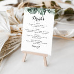 Poster Símbolo de Menu Drinks White Casados com Verde Tro<br><div class="desc">Este cardápio de bebidas brancas de verde tropical é perfeito para um casamento rústico. A design apresenta palmeiras verdes folhas buquês com flores brancas adoráveis.</div>