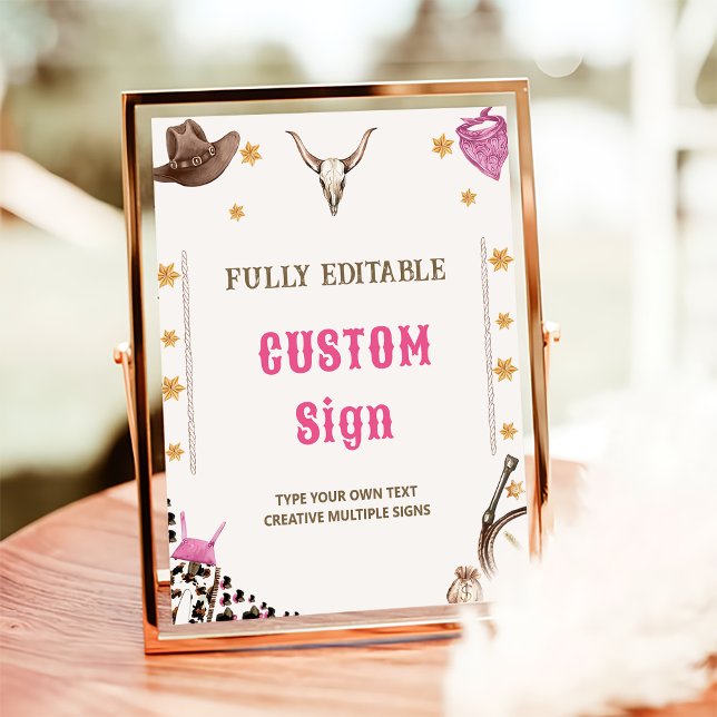 Poster Símbolo de Mesa da Festa de aniversário da cowboy  (Criador carregado)