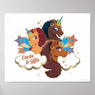 Poster Símbolo de Mesa de Aniversário do Afro Unicorn Car
