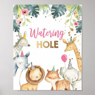 Poster Símbolo de Mesa de aniversário para rapariga de