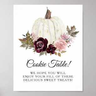 Poster Símbolo de Mesa de Biscoito de Pumpkin Floral Bur