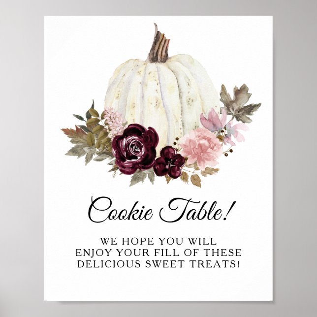 Poster Símbolo de Mesa de Cookie Floral Pumpkin Blush Bur (Frente)
