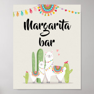 Poster Símbolo de Mesa do Bar Margarita Fiesta Llama